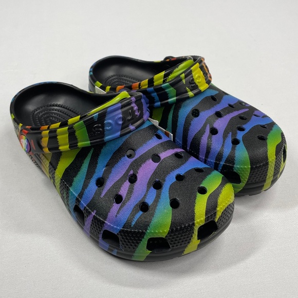 CROCS Shoes New Crocs Rainbow Zebra Print Clog Shoes Poshmark